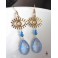 Rococo Boucles d'Oreilles Oeil Pampilles Vintage bleu or, Baroque, Talisman, Oeil Mauvais, Gipsy