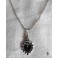 BLACK Sacred Heart enamelled Ex-voto Necklace, Memento mori, Mexico, flamed heart, Milagro, Bobo, Gothic, witch, Mourning 