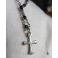 SACRED Black Beaded Choker Tiny Cross silver Necklace, Boho, Gothic, Witch, Gipsy, Catholic Gift, Christian