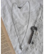 FAITH Dainty silver Tiny Cross Necklace, Boho, Gothic, Witch, Gipsy, Catholic Gift, Christian