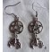 Alcithoé Boucles d'Oreilles Pentacle Chauve-Souris argent, Gothique, Vampire, Dracula, Bat