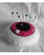 Pink Eye Needle Pin cushion, Needle holder, sewing gift, Eyeball, Anatomy, Gothic cushion