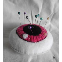 Pink Eye Needle Pin cushion, Needle holder, sewing gift, Eyeball, Anatomy, Gothic cushion