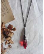 Larme de sang Collier Pendule rouge, Gothique, Vampire, Dark Academia, Strega, Sorcière