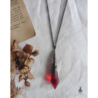 Larme de sang Collier Pendule rouge, Gothique, Vampire, Dark Academia, Strega, Sorcière