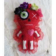 Poupée Vaudou Momie Dias de los Muertos Rouge, Frida, Gothique, Voodoo Doll, Calavera, Saint Valentin, Squelette, Santeria