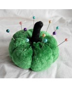 Cottagecore Apple Green Velvet Pumpkin Needle Pin cushion, Ornament, Sewing Gift, Cinderella