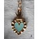 BLUE Sacred Heart enamelled Ex-voto Gold Necklace, flamed heart, Milagro, Bobo, Gothic, Gipsy, Religious, Mourning, Victorian