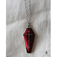 Bela Red & black Coffin Gothic Choker Necklace, Mourning, Vampire, Cottagecore, Dark Academia, religious