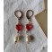 Boucles d'oreilles Coeur mangé Rouge et Perle goutte, Renaissance, médiéval, Cottagecore, Dark Academia