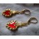 Ex-voto RED Flamed Sacred Heart gold-plated earrings, Milagro