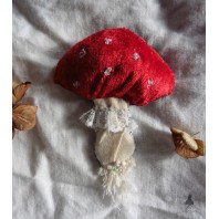 Broche Amanite Rouge Velours, Champignon, Nature, Mori girl, Forêt, Sorcière, Fungi, Fongus, Automne, Hiver