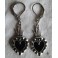 Ex-voto BLACK Flamed Sacred Heart earrings silver steel, Milagro