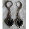 Boucles d'oreilles Ex-voto Sacré Coeur Flammé NOIR acier argent, Milagro