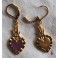 Boucles d'oreilles Ex-voto Sacré Coeur Flammé VIOLINE Violet Prune plaqué or, Milagro