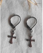 FOI Boucles d'oreilles Mini Croix argent, bohème, Gothique, Buffy, Minimaliste, Cadeau catholique, Religieux, Dark Academia