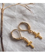 FOI Boucles d'oreilles Mini Croix or, bohème, Gothique, Buffy, Minimaliste, Cadeau catholique, Religieux, Dark Academia