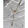 Saint Esprit Collier Oiseau en Y Perle goutte nacre or, Collier rosaire, Chapelet blanc, Dark Academia