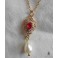 Red Pearl drop Renaissance Necklace, Tudor, Queen, medieval, Cottagecore, Dark Academia, Victorian, Gothic, historical