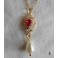 Collier Renaissance Rouge Perle nacre goutte or, Tudor, Reine, médiéval, Cottagecore, Dark Academia, Victorien