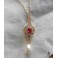 Collier Renaissance Rouge Perle nacre goutte or, Tudor, Reine, médiéval, Cottagecore, Dark Academia, Victorien