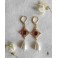 Boucles d'oreilles Tudor Reine Rouge Perle, Renaissance, médiéval, Cottagecore, Dark Academia, Gothique, Mariage, Victorien