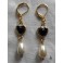 Boucles d'oreilles Coeur Noir et Perle goutte, Renaissance, médiéval, Cottagecore, Dark Academia