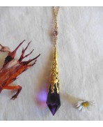 Renaissance Necklace The Purple Violet Empress, Pendulum, Crystal Glass, Elven Wedding, Victorian, Gothic