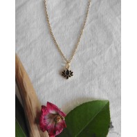 Dainty Gold Black Lotus Flower Necklace, Bobo, Gipsy, Minimalist Necklace, Spiritual, Chakra, Reiki