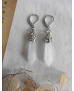 White Quartz Earrings, Crystal Sleepers, Mori, Gothic, Reiki, Whimsigothic, Summer Witch, boho earrings, Gypsy