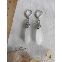 Boucles d'oreilles Cristal Quartz blanc, Dormeuses Cristal, bohème, mori, Gothique, Reiki, Whimsigothic