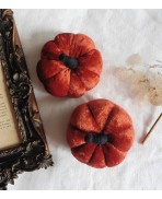 Cottagecore Orange Velvet Pumpkin Needle Pin cushion, Ornament, Sewing Gift, Cinderella