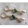 Reine d'Irlande Boucles d'oreilles Coeur vert et Perle goutte, Cottagecore, Dark Academia, Celtique, Coquette, Renaissance