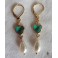 Reine d'Irlande Boucles d'oreilles Coeur vert et Perle goutte, Cottagecore, Dark Academia, Celtique, Coquette, Renaissance