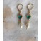 Reine d'Irlande Boucles d'oreilles Coeur vert et Perle goutte, Cottagecore, Dark Academia, Celtique, Coquette, Renaissance