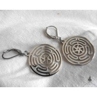 Wheel of Hecate Strophalos Spiral Symbol Goddess Earrings, Triple Goddess, Triple Moon, Magic, Witch