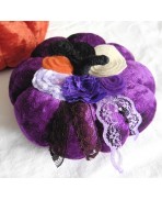 Cottagecore Decoration Purple Velvet Floral Pumpkin Ornament, Halloween ornament, Autumn, cucurbit