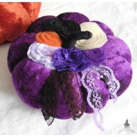 Cottagecore Decoration Purple Velvet Floral Pumpkin Ornament, Halloween ornament, Autumn, cucurbit