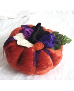 Cottagecore Decoration Purple Velvet Floral Pumpkin Ornament, Halloween ornament, Autumn, cucurbit