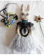 Lady Rabbit Hare Art Doll Fantasy Creature, Angel, Elven, Victorian Fairy Tale, Folk, bird, Slavic, Wolpertinger, Chimera