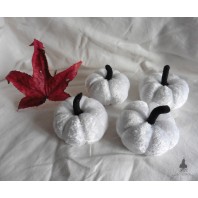 Set of 4 White Pumpkins, Fall Decor, Winter Decoration, Cucurbit, Halloween, Cinderella