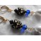 Bastet Goddess Art Deco Black Blue Cat Pearldrop Earrings, Egypt, Dark Academia, Coquette