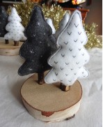 My Forest my Home, 2 Felt and Wood Fir Trees decoration, Scandinavian decoration, Slavic folk art