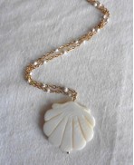 Naissance de Vénus Collier or Coquille de nacre, collier Sirène, Bohême, Mer, Plage, Coquille, Déesse