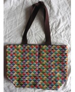 Geometric Multicolor Rhombus Triangle Shopping Bag, Tote Bag, Shoulder bag, Handbag
