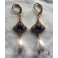 Pearl-drop Blue Queen Tudor Earrings, Hoop, Renaissance, medieval, Cottagecore, Dark Academia, Gothic, Victorian, historical