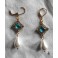 Boucles d'oreilles Tudor Reine Turquoise Perle, Renaissance, médiéval, Cottagecore, Dark Academia, Gothique, Mariage, Victorien