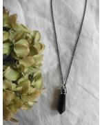 Le NOIR - Collier Cristal Pierre Prisme Obsidienne noire, gothique, Cottagecore, Dark Academia