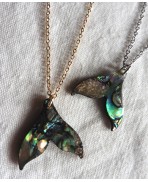 Collier Queue de baleine nacre acier or ou argent, Abalone, Collier Sirène, Collier d'Ormeau, Collier poisson, Collier nacre