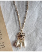 Catherine Howard Gold Flower and Pearl Necklace, Renaissance, Tudor, Queen, Wedding, Cottagecore, Dark Academia